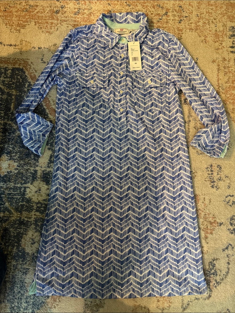 Vineyard Vines Blue and White Chevron Shift Dress